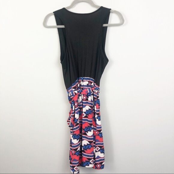 CHARMING CHARLIE | Black Red White & Blue Aztec Print Dress Women’s Size Large - Picture 6 of 7